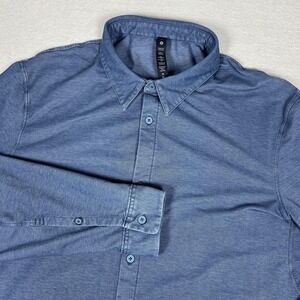 Lululemon Shirt Mens XL Blue Solid Long Sleeve Button Front Stretch Performance